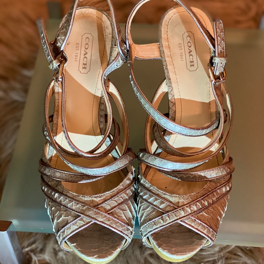 Coach Python Metallic Gray Sandal - Picture 9 of 10